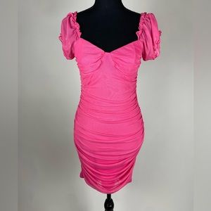 NWOT Pink Rouche Dress